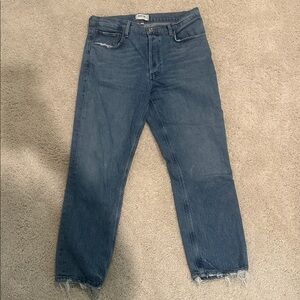 Agolde Blue Frayed Hem Jeans